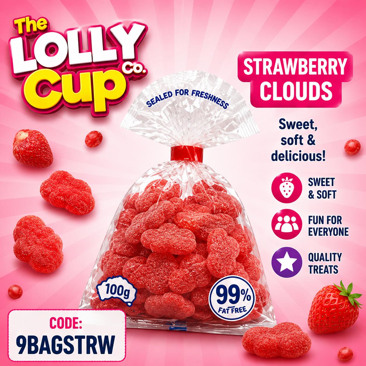 The Lolly Cup Strawberry Clouds 100g