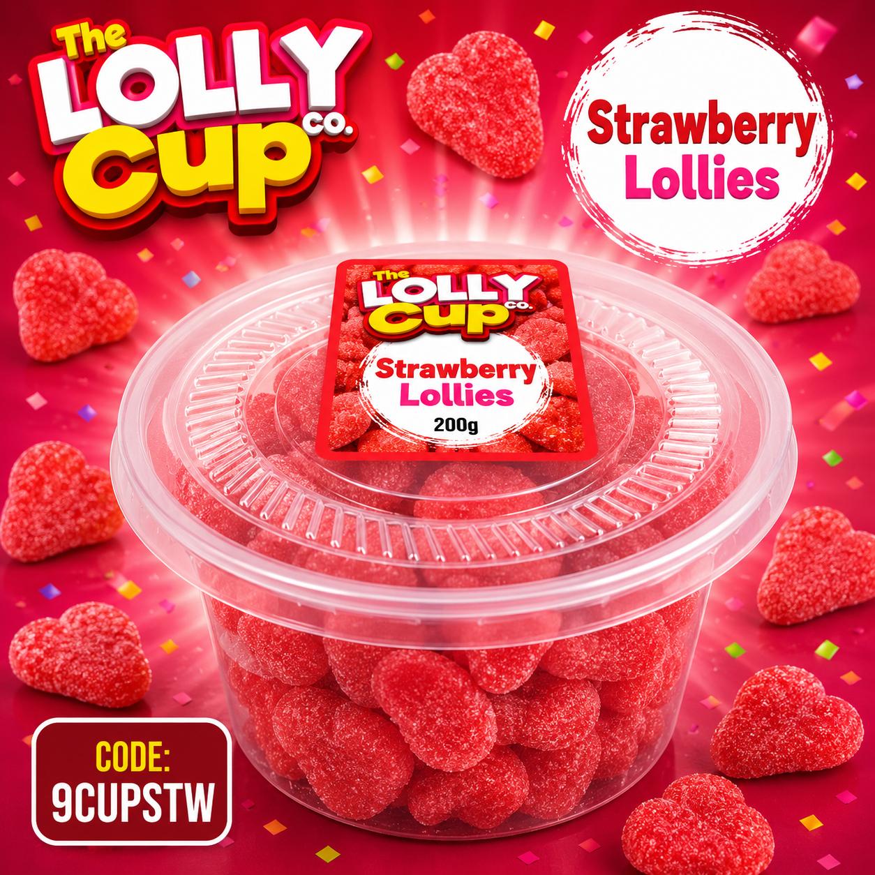 The Lolly Cup Strawberry Lollies 200g