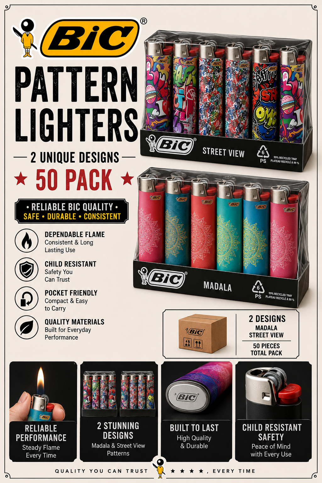 BIC Pattern Lighters - Street View & Mandala