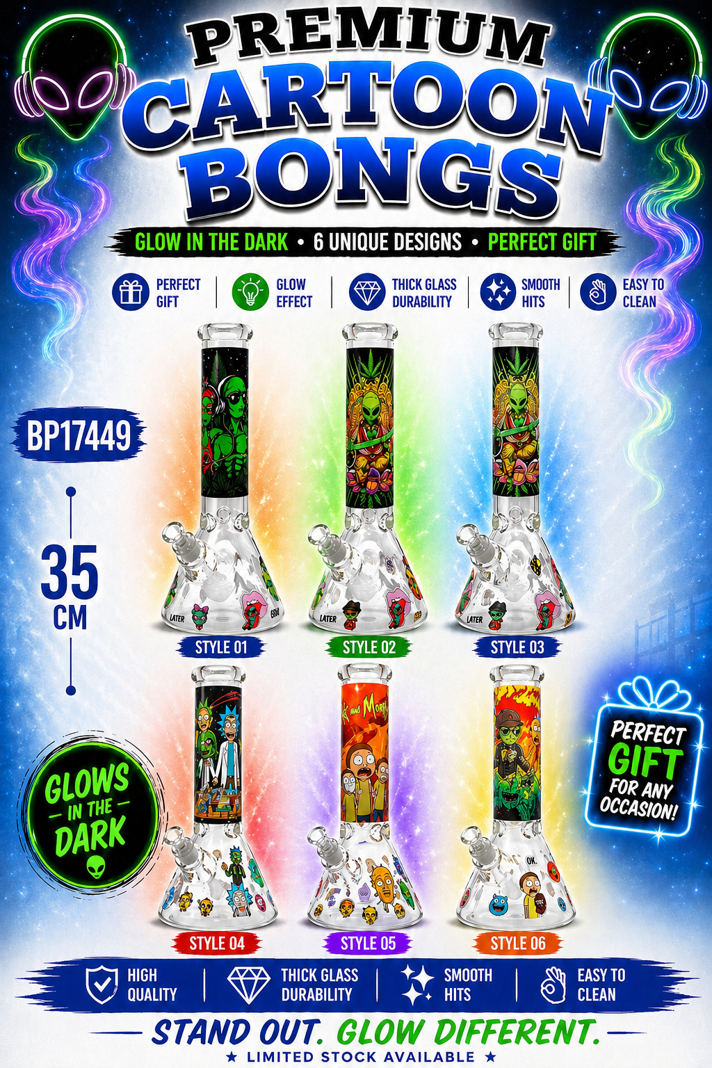 BP17449 Premium Cartoon Glass Hookah