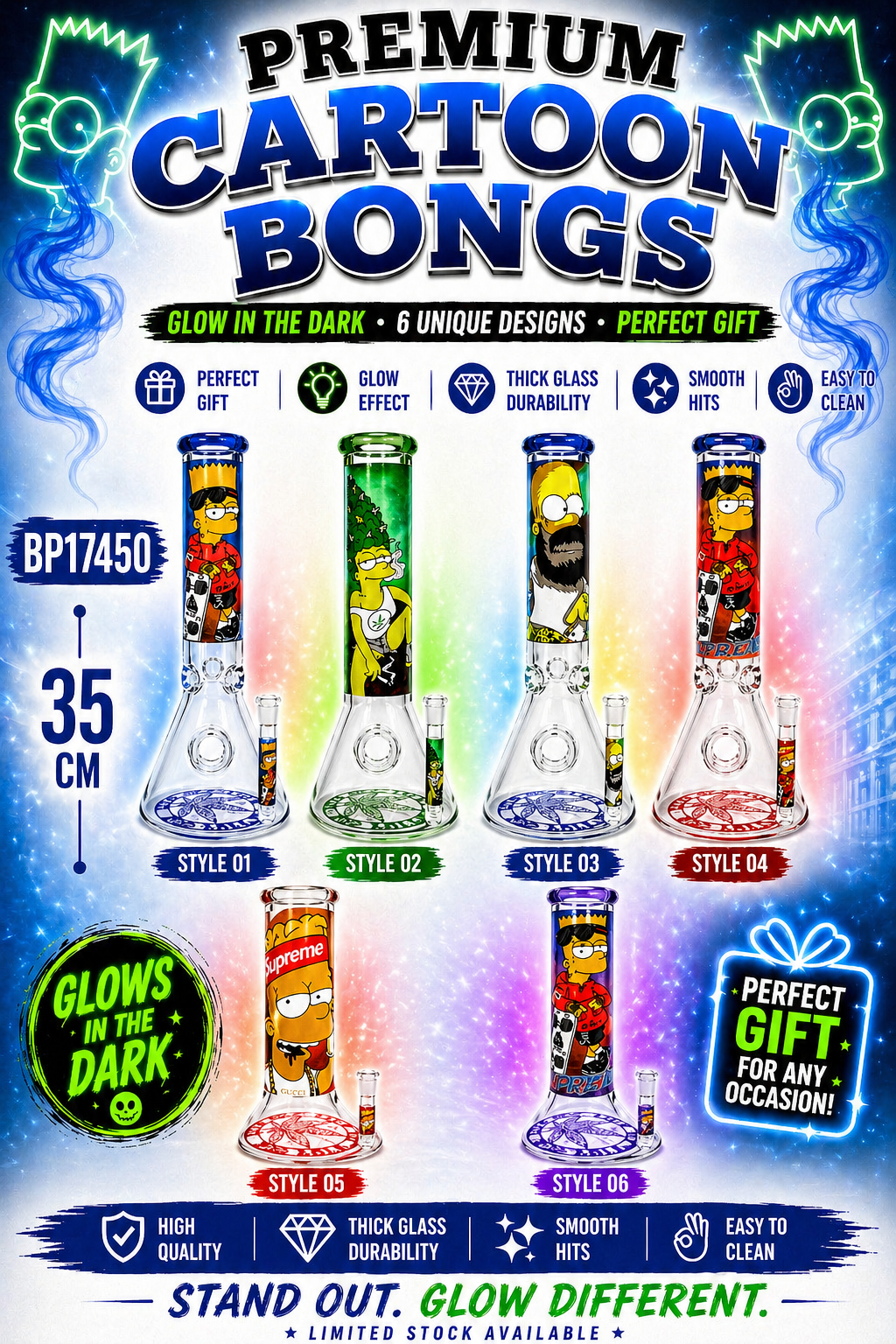 BP17450 Premium Cartoon Glass Hookah