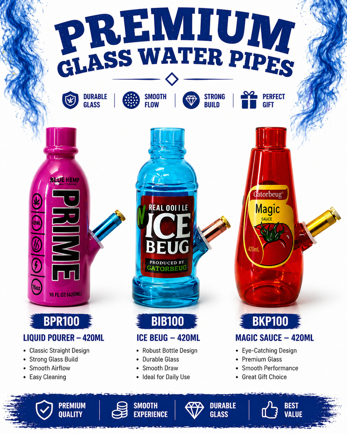 Premium Glass Water Pipes 420ML
