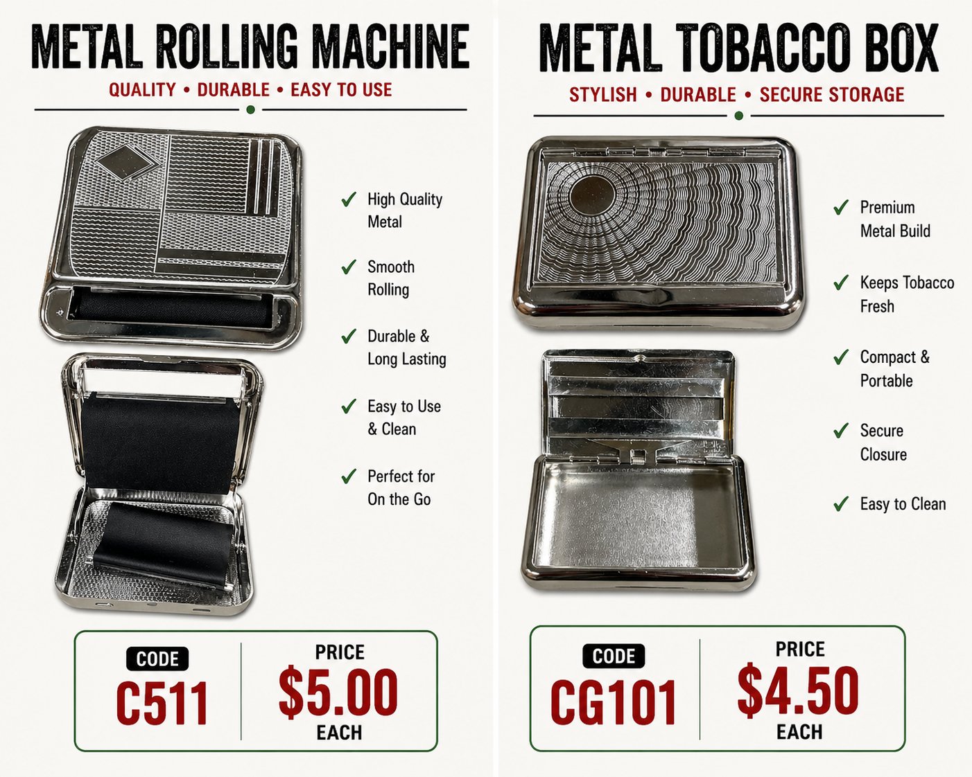 Metal Rolling Machine & Metal Tobacco Box