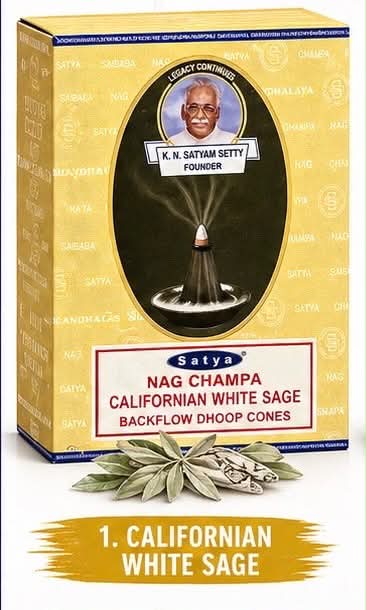 Satya Californian White Sage Backflow Dhoop Cones