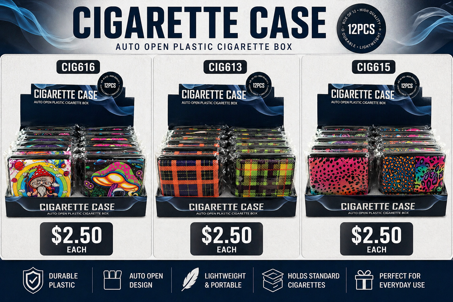 Auto Open Plastic Cigarette Case