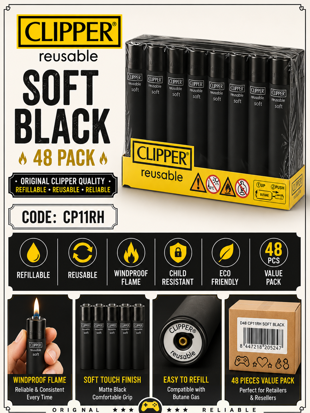 Clipper Reusable - Soft Black