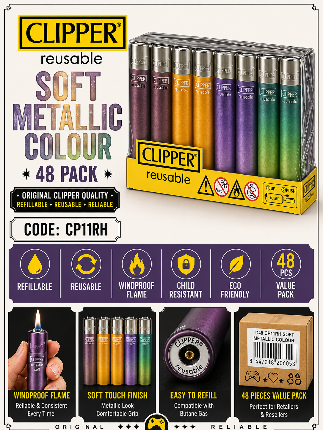 Clipper Reusable - Soft Metallic Colour