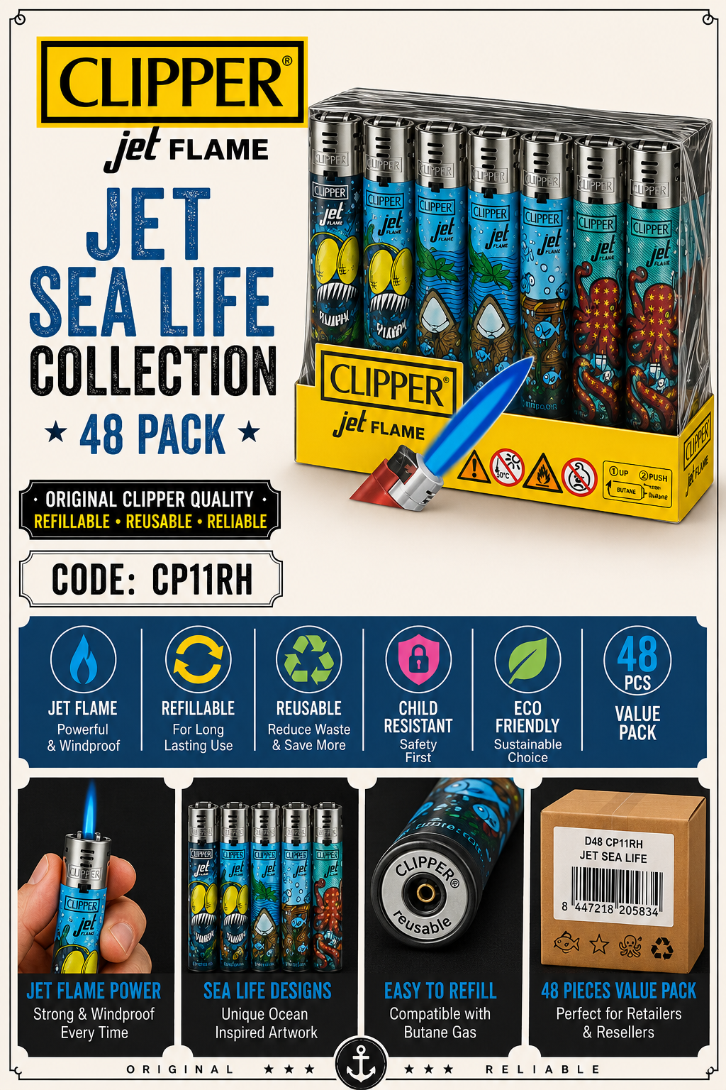 Clipper Jet Flame - Sea Life Collection