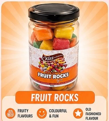 Kiss Fruit Rocks Lolly Jar