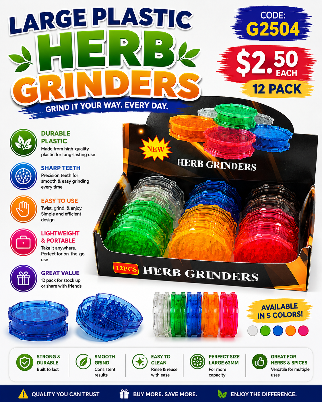 Large Plastic Herb Grinders