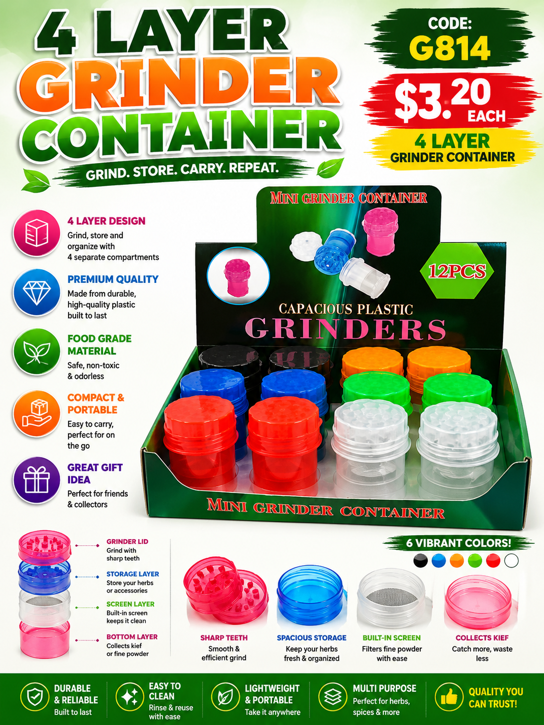 4 Layer Grinder Container