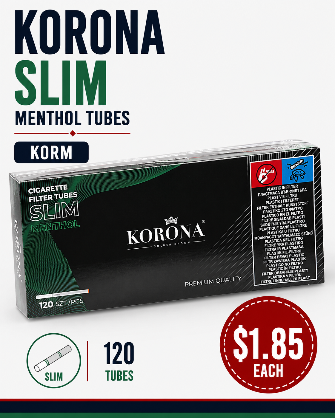 Korona Slim Menthol Tubes