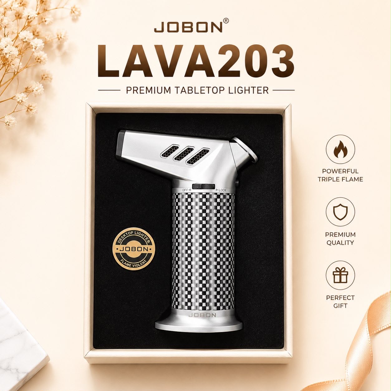 JOBON LAVA203 Premium Tabletop Lighter