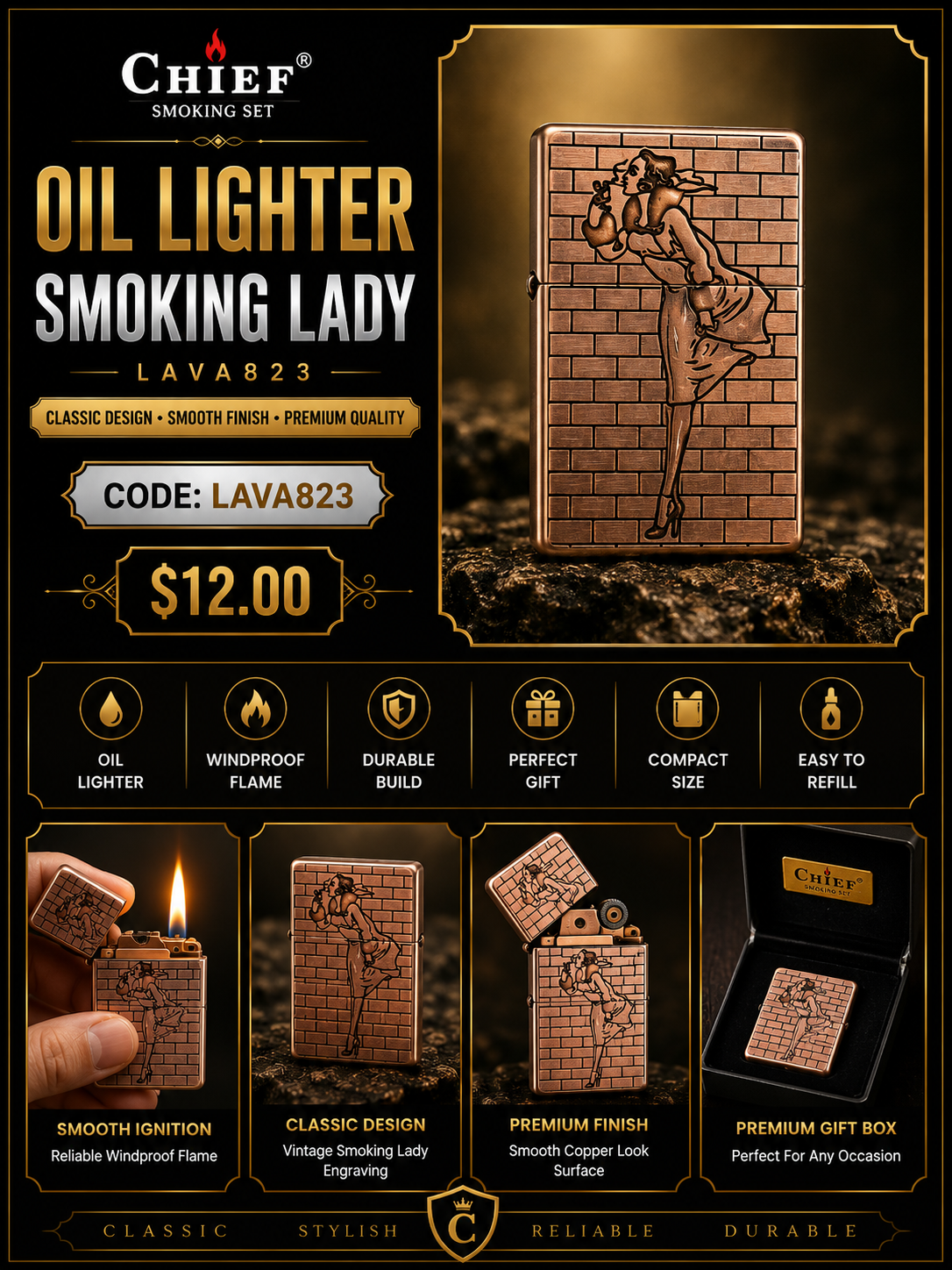 Oil Lighter Smoking Lady