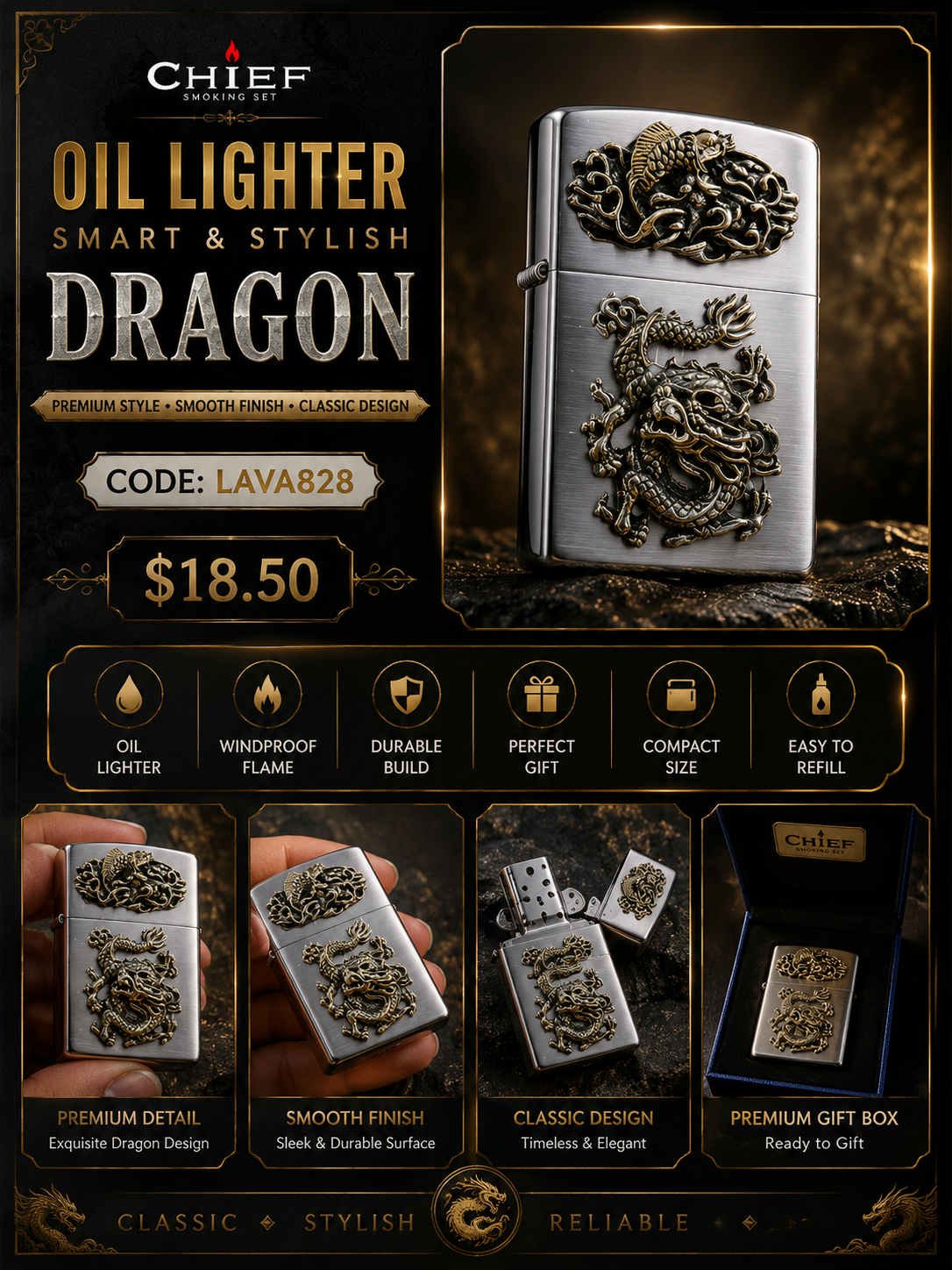 Oil Lighter Dragon