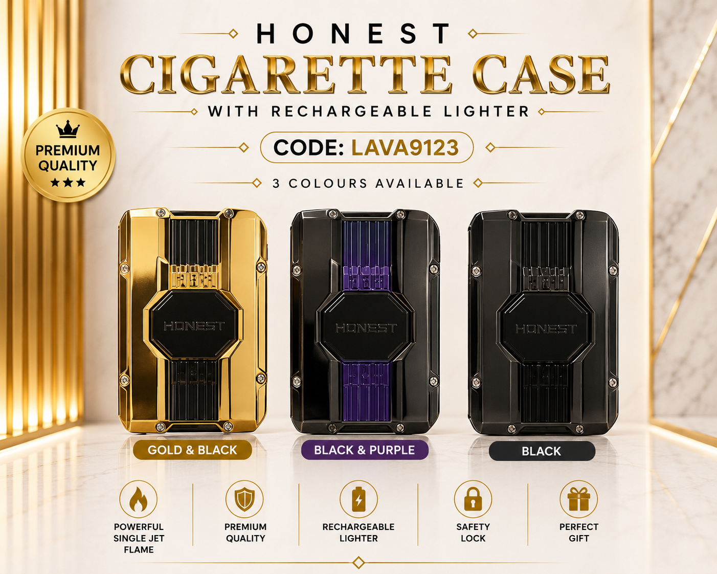 Cigarette Case With Rechargeable Lighter