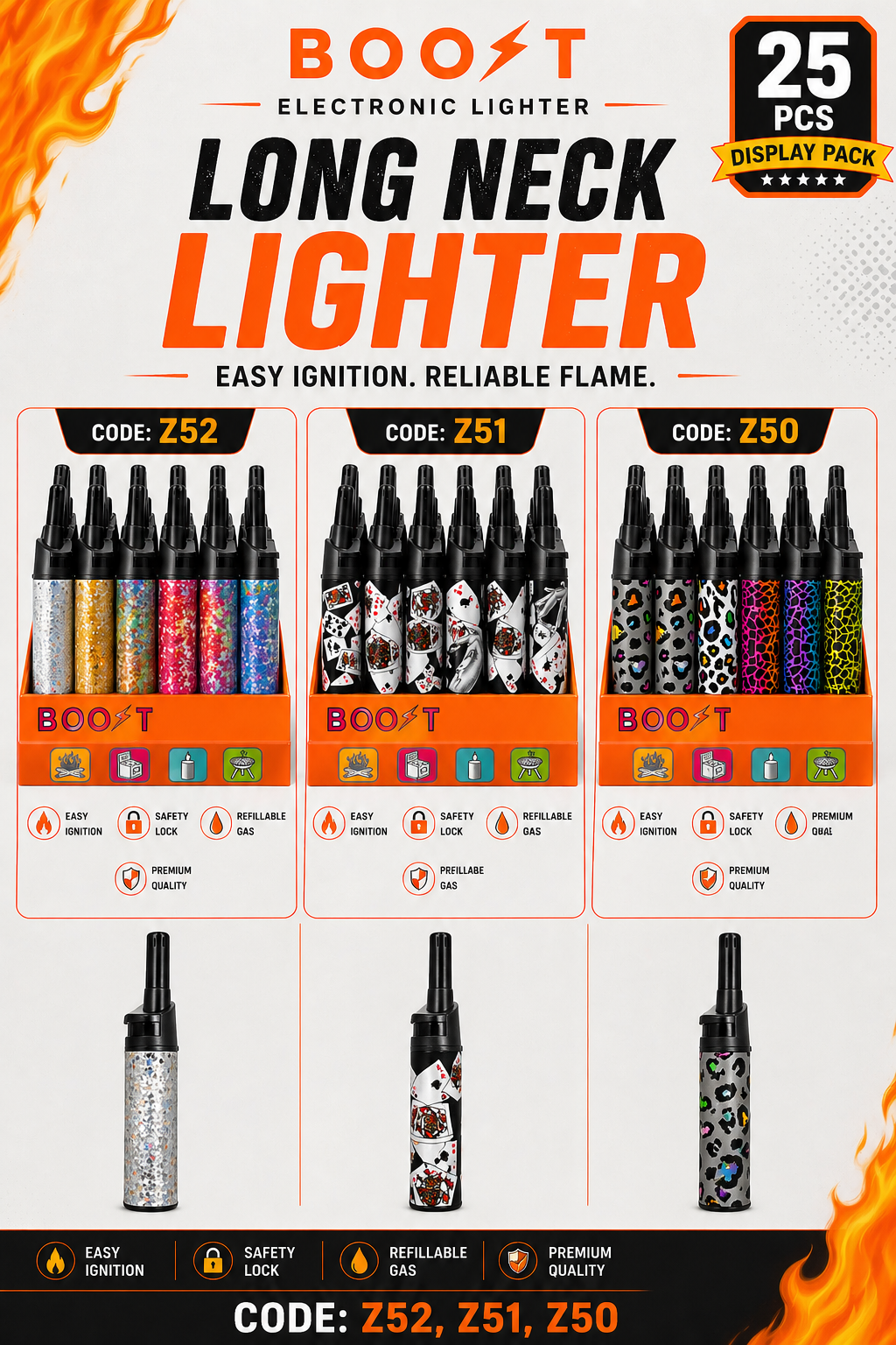 BOOST Long Neck Lighter Display