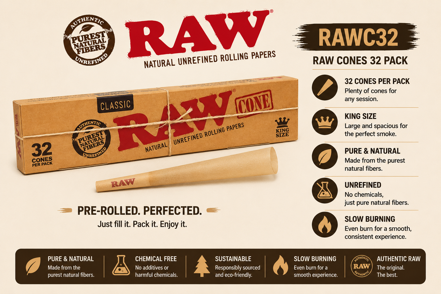 RAW Cones 32 Pack