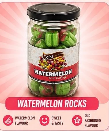 Kiss Watermelon Rocks Lolly Jar
